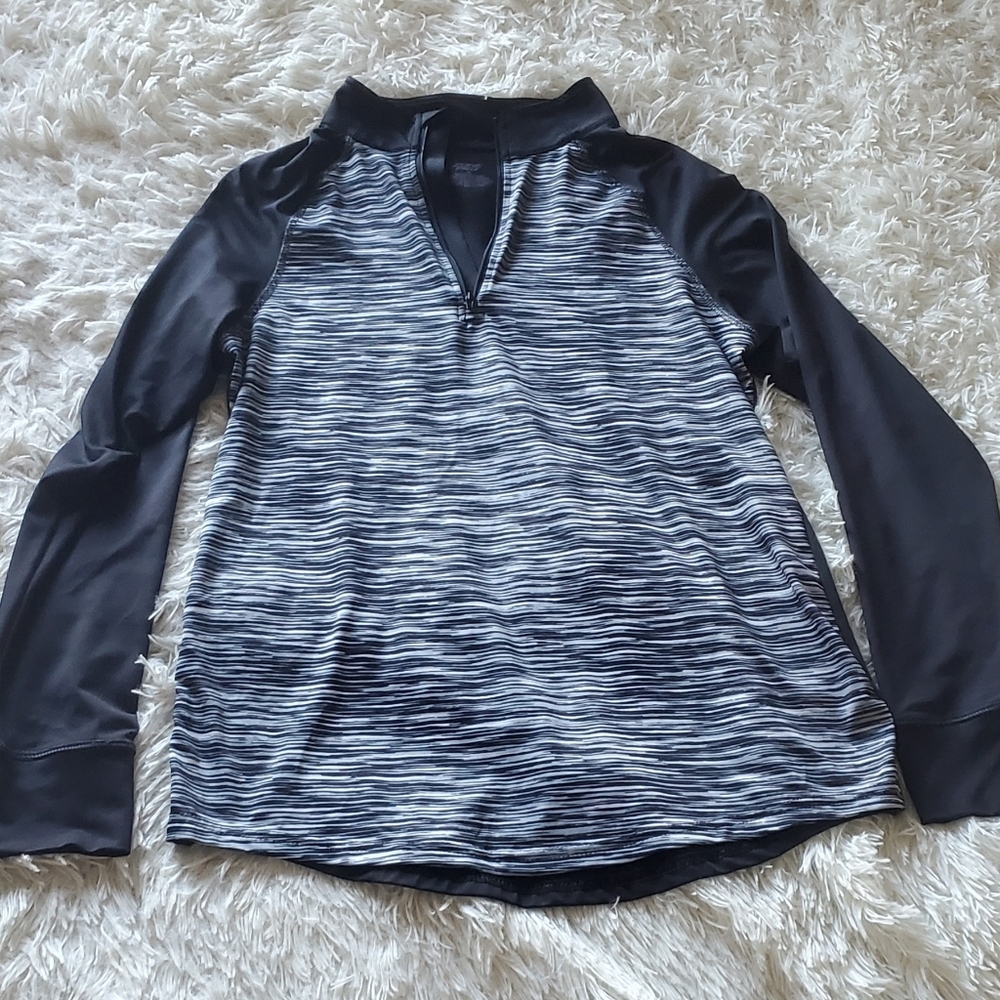 Zone Pro Quarter-Zip Dri-fit Pullover, Medium Black/Gray Long Sleeve Activewear